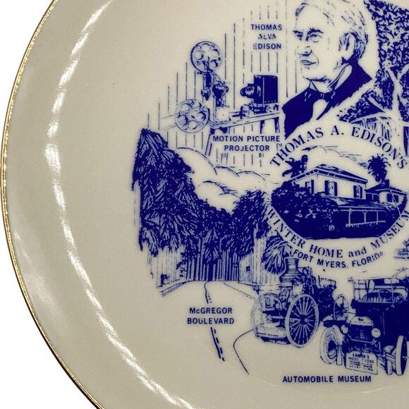 Vintage THOMAS EDISON Winter Home/Museum Collectible Souvenir Memorabilia Plate - Picture 4 of 7